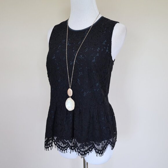 J. CREW Size 2 Black Lace Peplum Sleeveless Blouse Top Career Office - Picture 1 of 11
